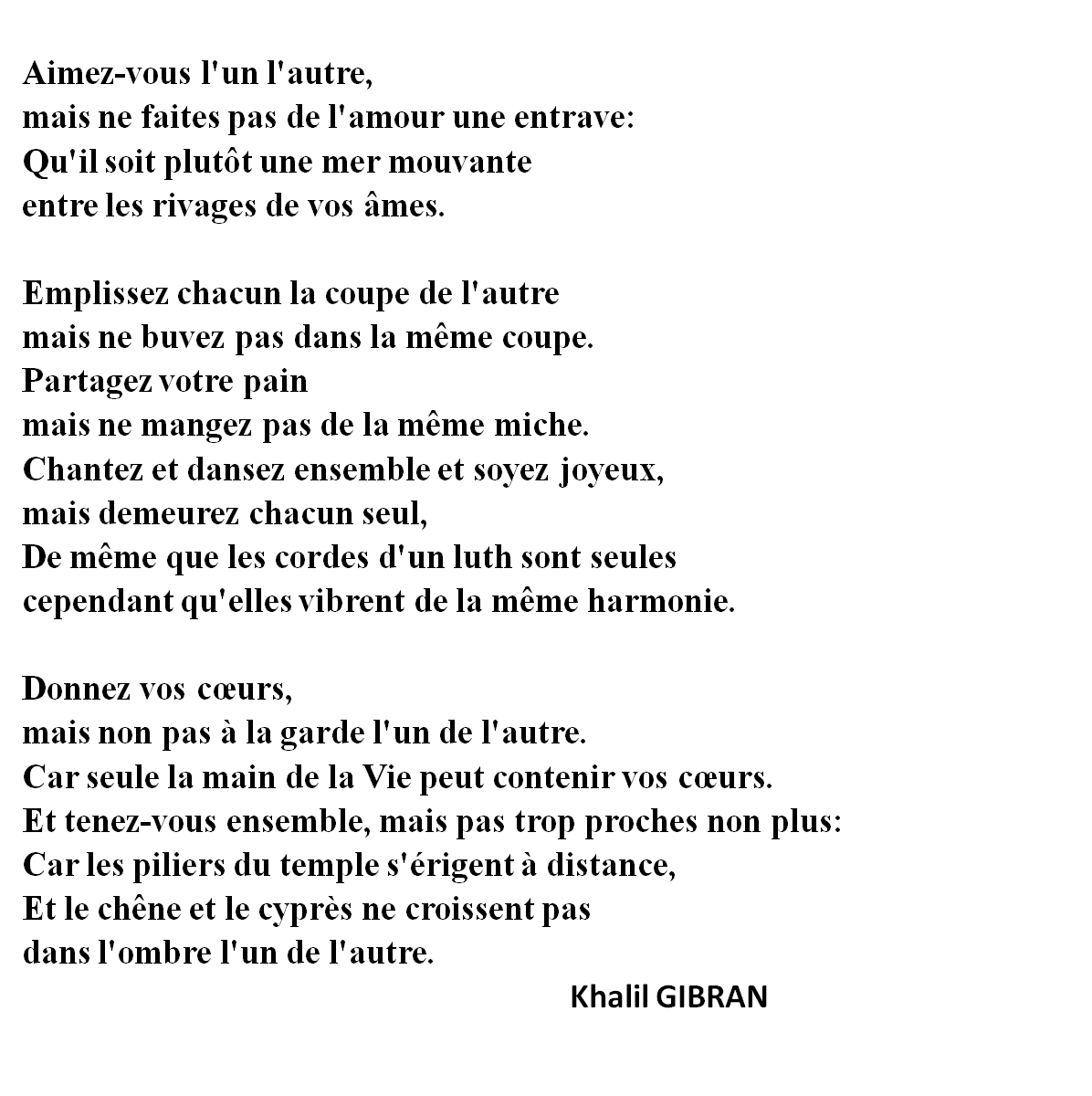 Aimez-vous l'un l'autre K.GIBRAN