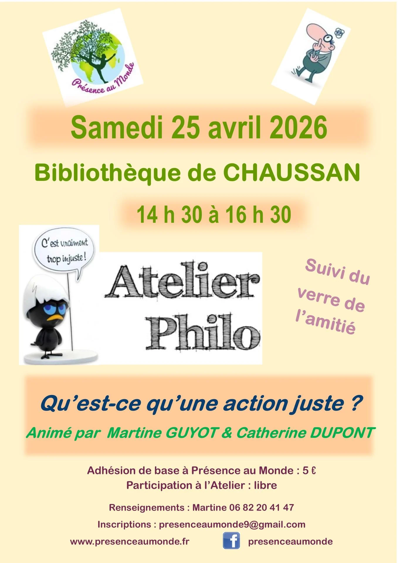 Affiche ateliers philo 25 avril 2026