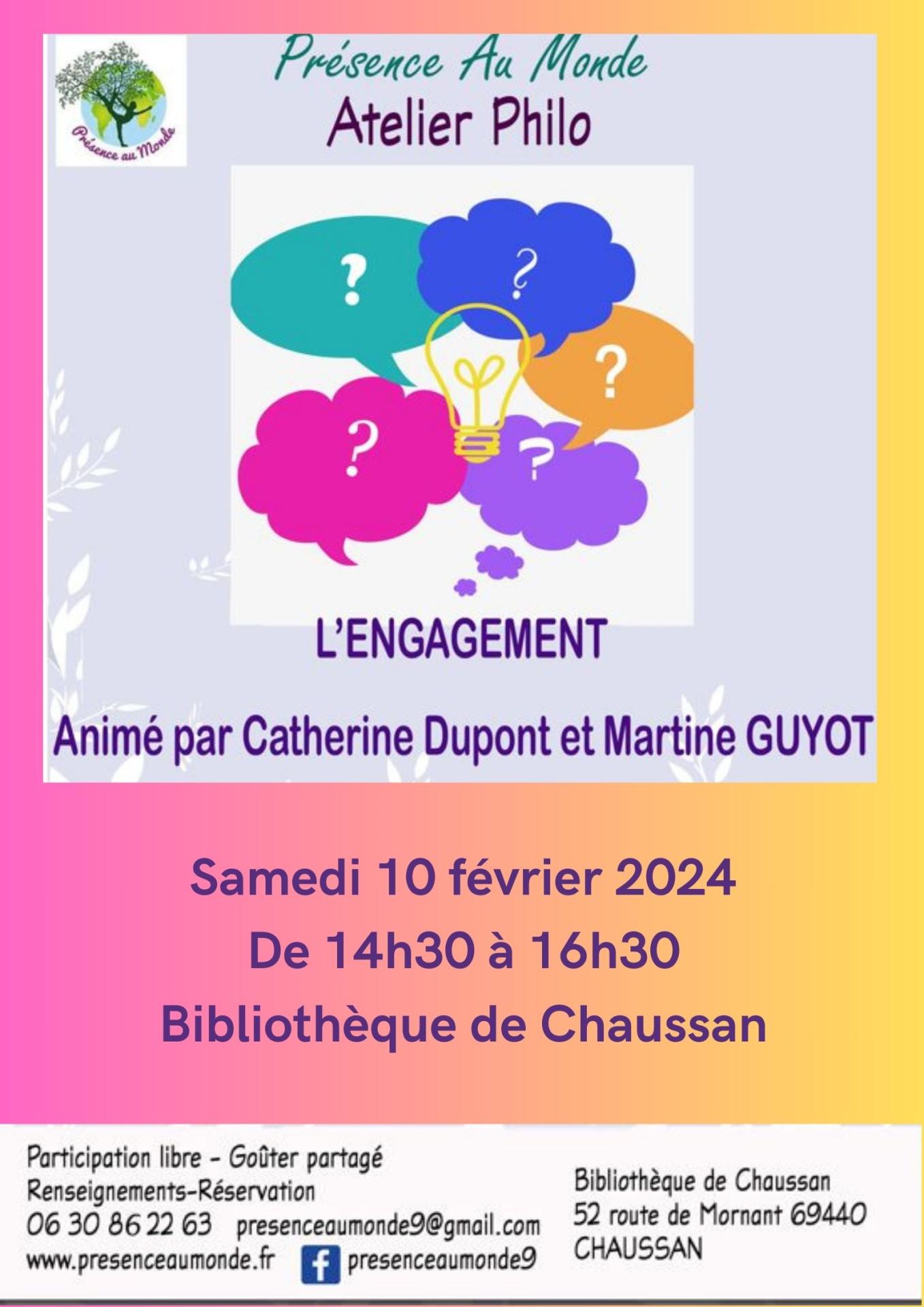 Atelier philo Samedi 10 fevrier 2024